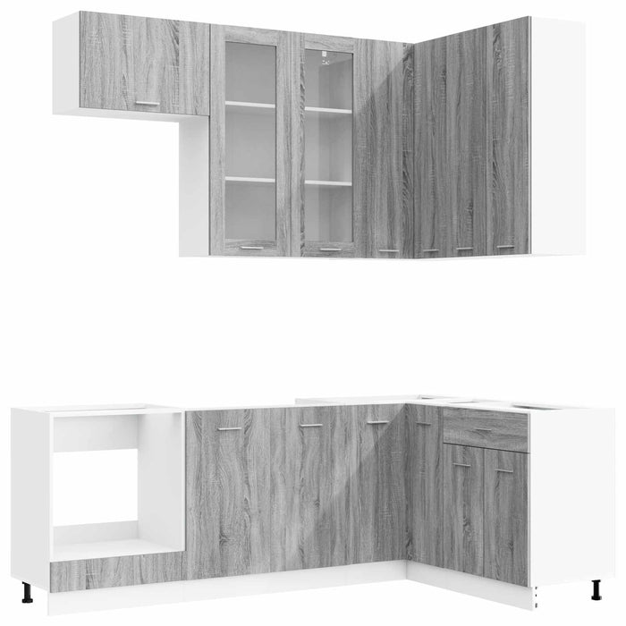 Unitate de bucătărie LYON 8 pcs Sonoma gri Lemn prelucrat WALTI
