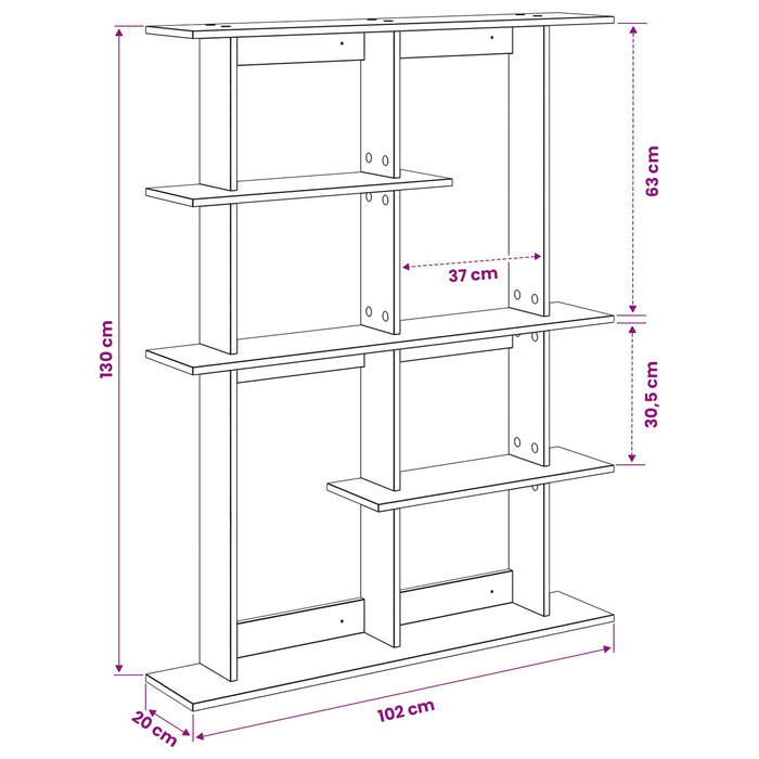 Unitate de Rafturi pe Perete Negru 102 x 20 x 130 cm WALTI