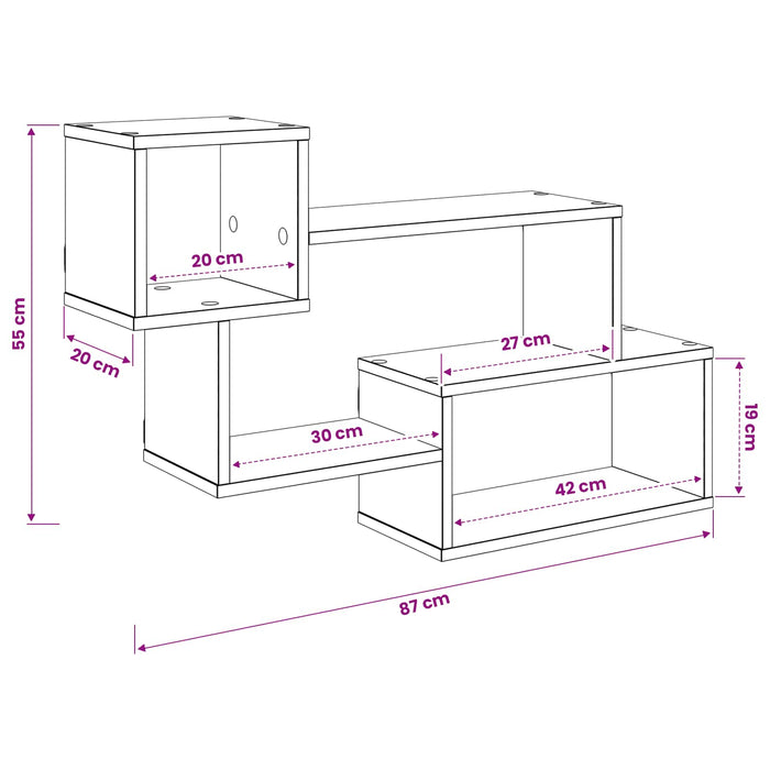 Raft suspendat Montare pe perete Gri 87 x 20 x 55 cm WALTI