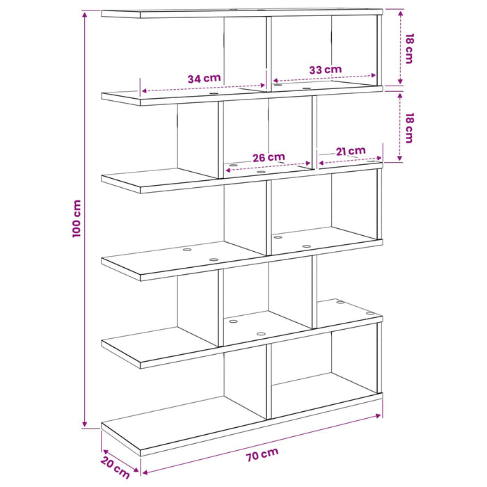 Raft de perete Stejar Negru 70 x 20 x 100 cm Lemn prelucrat - WALTI WALTI