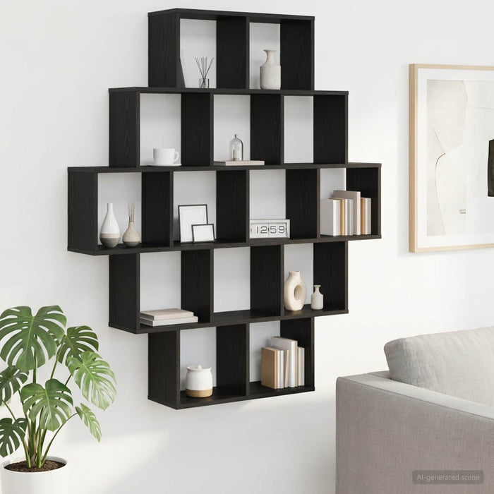 Raft de perete Stejar Negru 120 x 20 x 136 cm Lemn prelucrat - WALTI WALTI