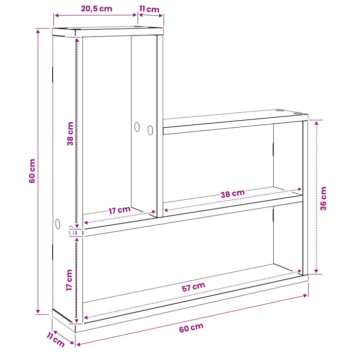Raft de perete Alb 60 x 11 x 60 cm Lemn prelucrat - WALTI WALTI