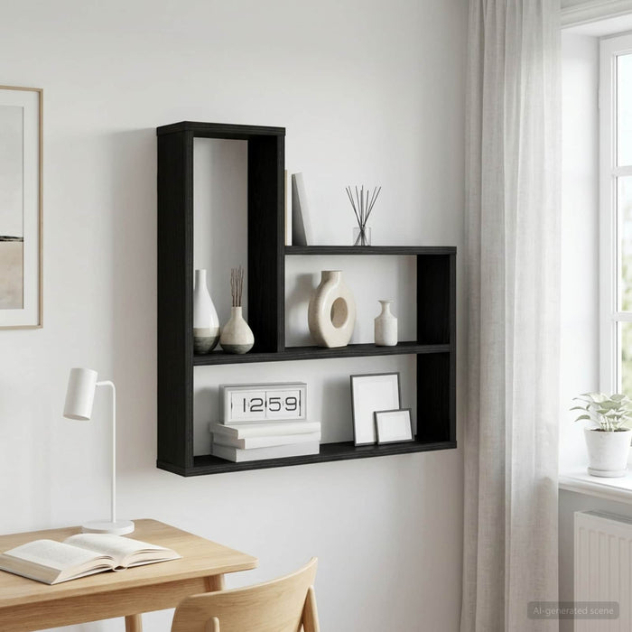 Raft de perete Stejar Negru 60 x 11 x 60 cm Lemn prelucrat - WALTI WALTI