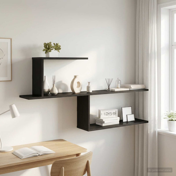 Raft de perete Stejar Negru 122 x 18 x 60 cm Lemn prelucrat - WALTI WALTI