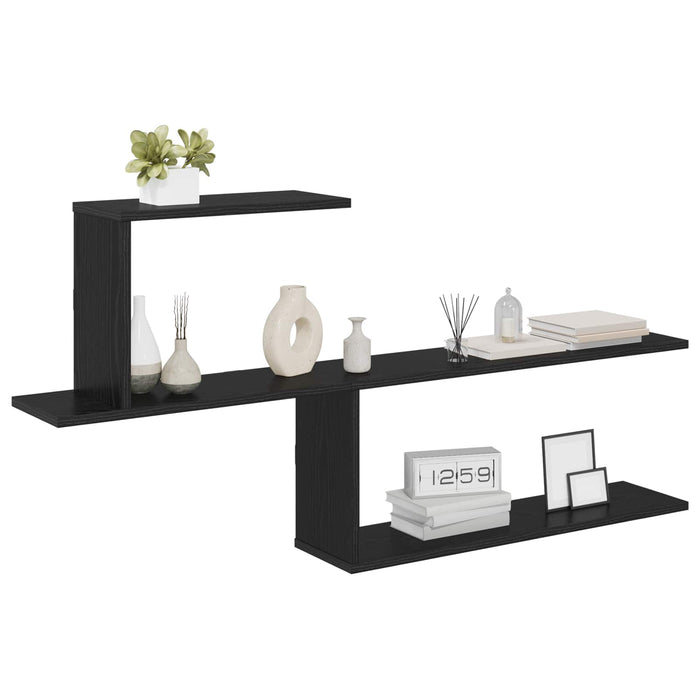 Raft de perete Stejar Negru 122 x 18 x 60 cm Lemn prelucrat - WALTI WALTI