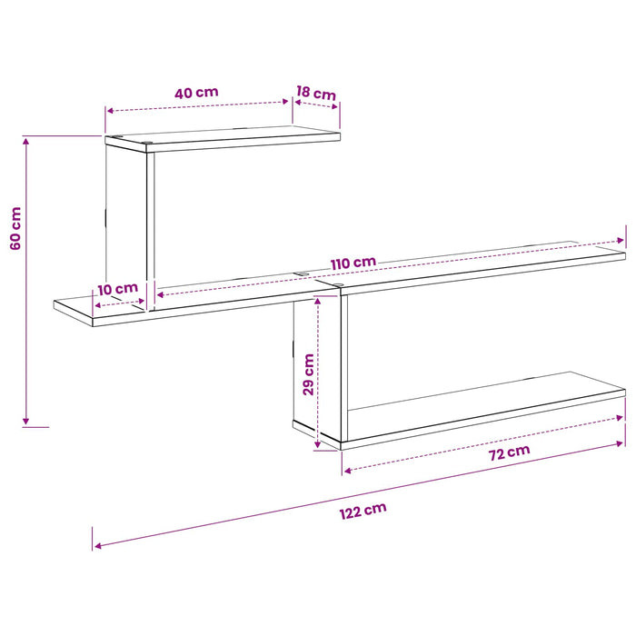 Raft de perete Stejar Negru 122 x 18 x 60 cm Lemn prelucrat - WALTI WALTI