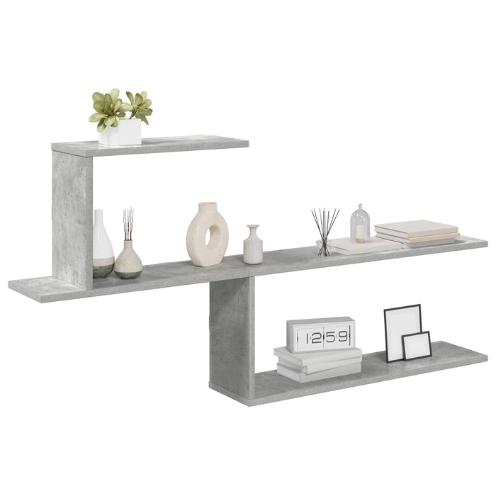 Raft de perete Gri Beton 122 x 18 x 60 cm Lemn prelucrat - WALTI WALTI