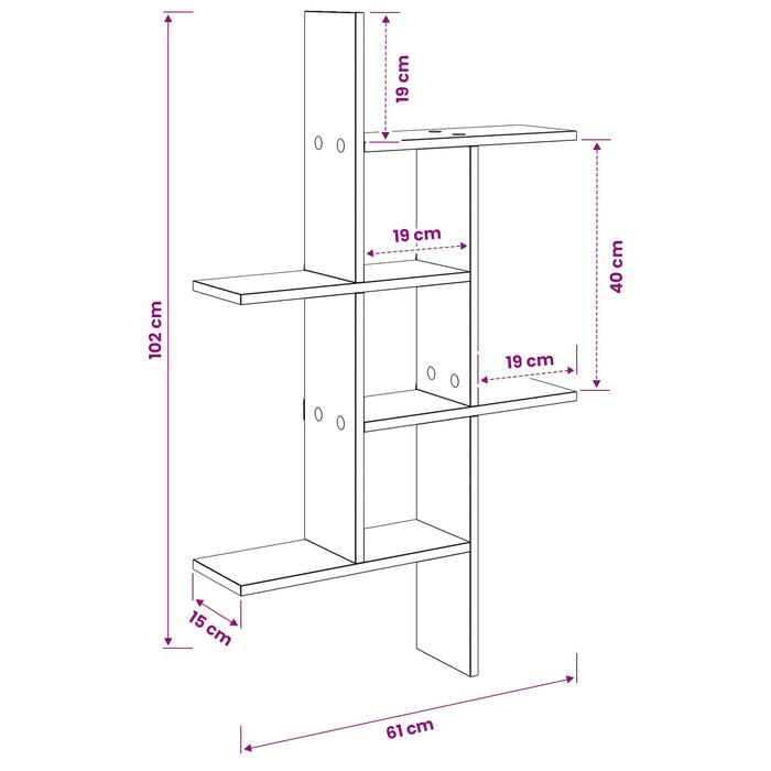Raft de perete Stejar Artizanal 61 x 15 x 102 cm Lemn prelucrat - WALTI WALTI