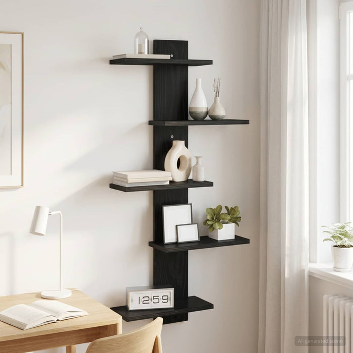 Raft Suspendat Pentru Perete Stejar Negru 48,5 x 15 x 101 cm - WALTI WALTI