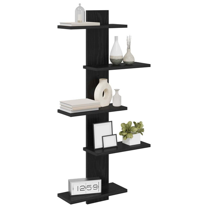 Raft Suspendat Pentru Perete Stejar Negru 48,5 x 15 x 101 cm - WALTI WALTI