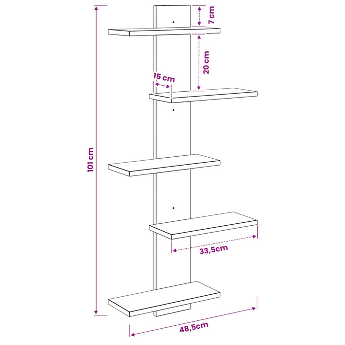 Raft Suspendat Pentru Perete Sonoma gri 48,5 x 15 x 101 cm - WALTI WALTI