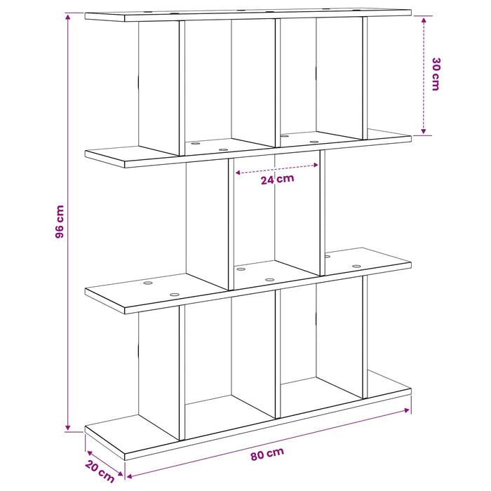 Raft de perete Alb 80 x 20 x 96 cm Lemn prelucrat - WALTI WALTI
