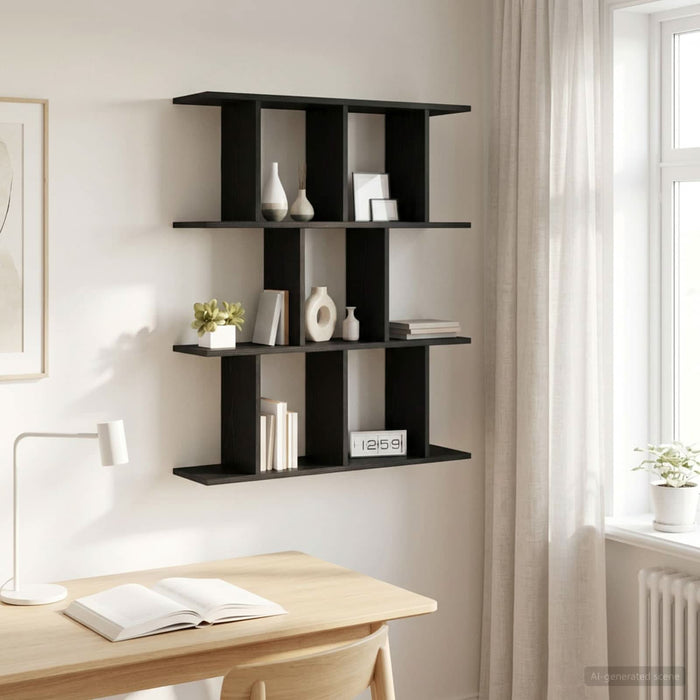 Raft de perete Stejar Negru 80 x 20 x 96 cm Lemn prelucrat - WALTI WALTI