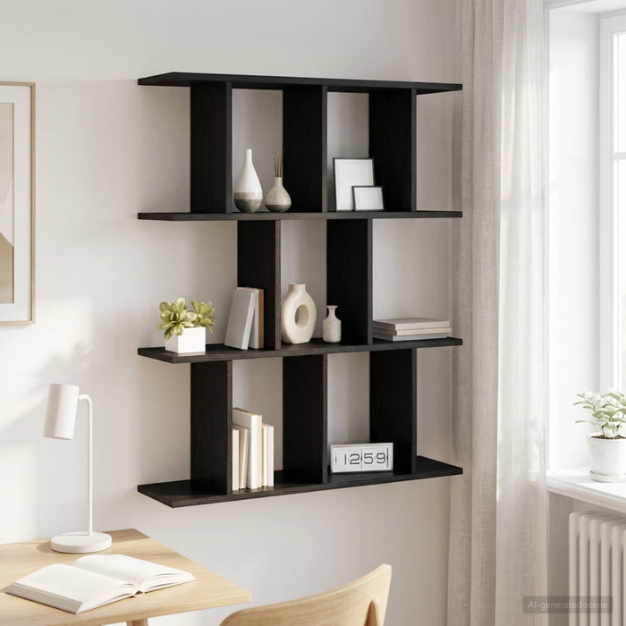Raft de perete Stejar Negru 102 x 20 x 96 cm Lemn prelucrat - WALTI WALTI