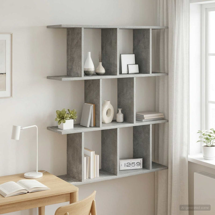 Raft de perete Gri Beton 102 x 20 x 96 cm Lemn prelucrat - WALTI WALTI