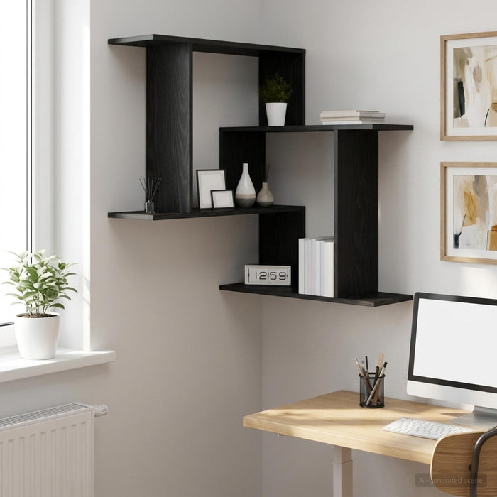 Raft de perete Stejar Negru 67 x 67 x 87 cm Lemn prelucrat - WALTI WALTI