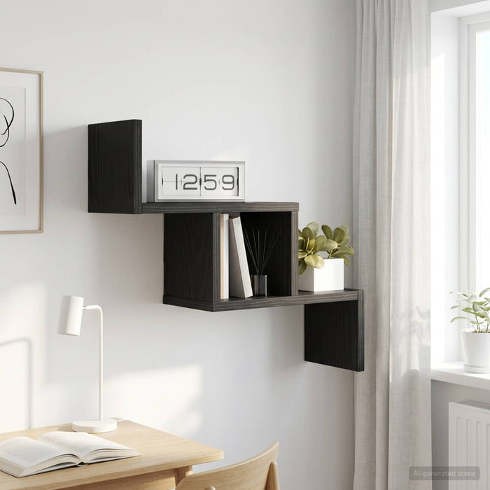 Raft de perete Stejar Negru 48 x 15 x 42 cm Lemn prelucrat - WALTI WALTI