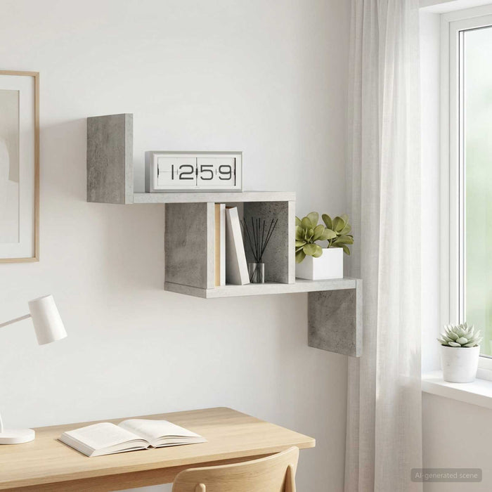 Raft de perete Gri Beton 48 x 15 x 42 cm Lemn prelucrat - WALTI WALTI