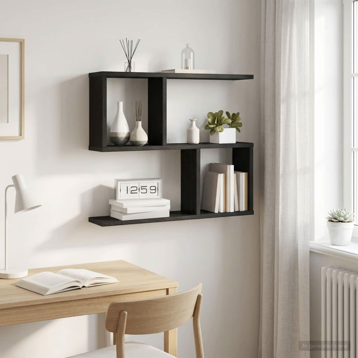 Raft de perete Stejar Negru 60 x 12 x 50,5 cm Lemn prelucrat - WALTI WALTI