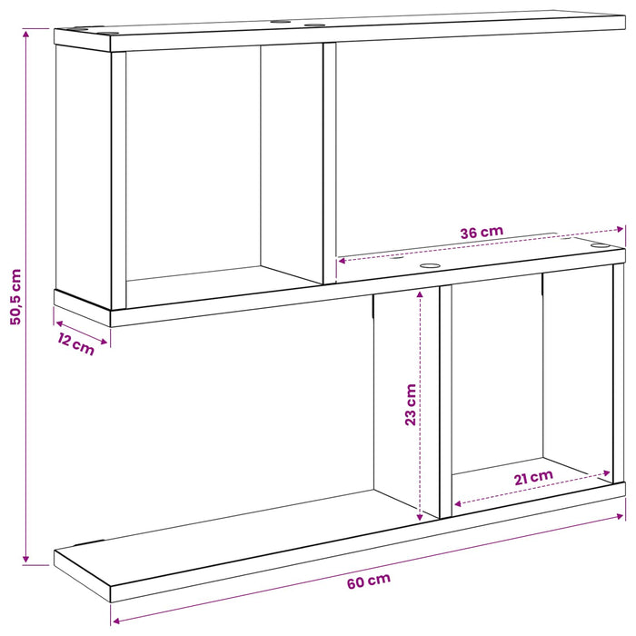 Raft de perete Sonoma gri 60 x 12 x 50,5 cm Lemn prelucrat - WALTI WALTI
