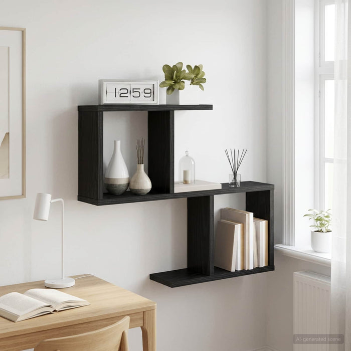 Raft de perete Stejar Negru 60 x 12 x 50,5 cm Lemn prelucrat WALTI