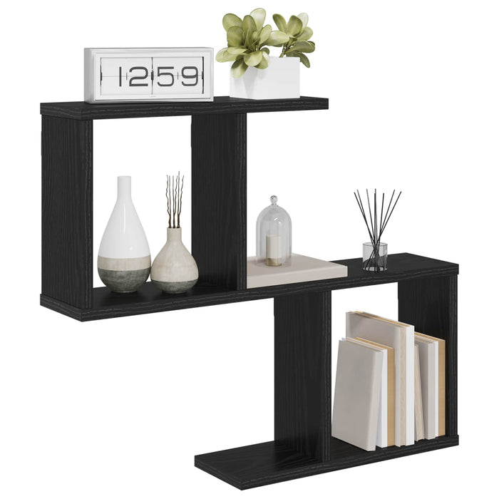Raft de perete Stejar Negru 60 x 12 x 50,5 cm Lemn prelucrat WALTI