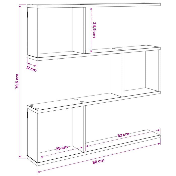 Raft de perete Alb 80 x 12 x 79,5 cm Lemn prelucrat - WALTI WALTI