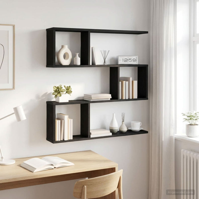 Raft de perete Stejar Negru 80 x 12 x 79,5 cm Lemn prelucrat - WALTI WALTI