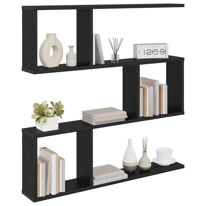 Raft de perete Stejar Negru 80 x 12 x 79,5 cm Lemn prelucrat - WALTI WALTI