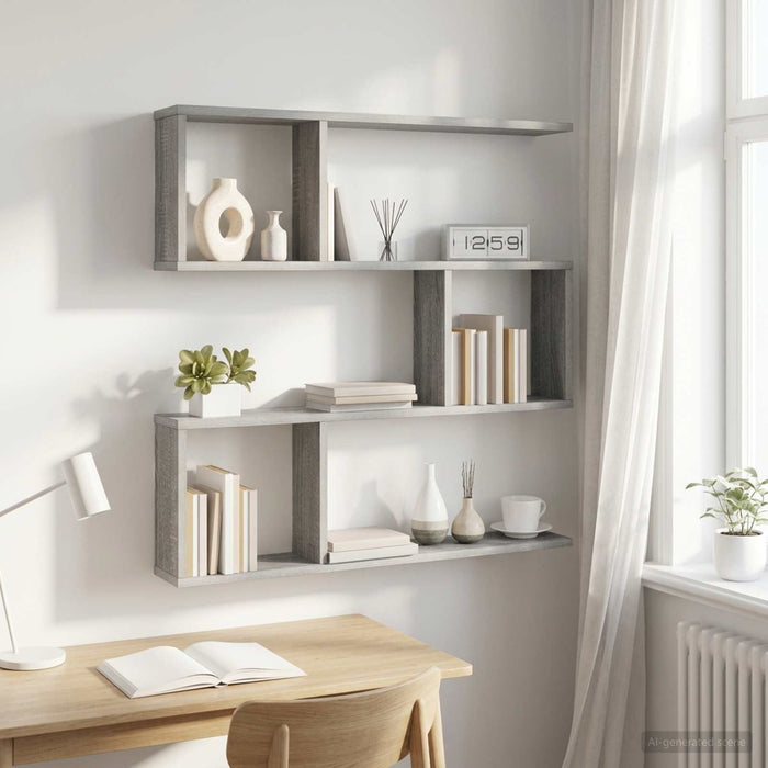 Raft de perete Sonoma gri 80 x 12 x 79,5 cm Lemn prelucrat - WALTI WALTI