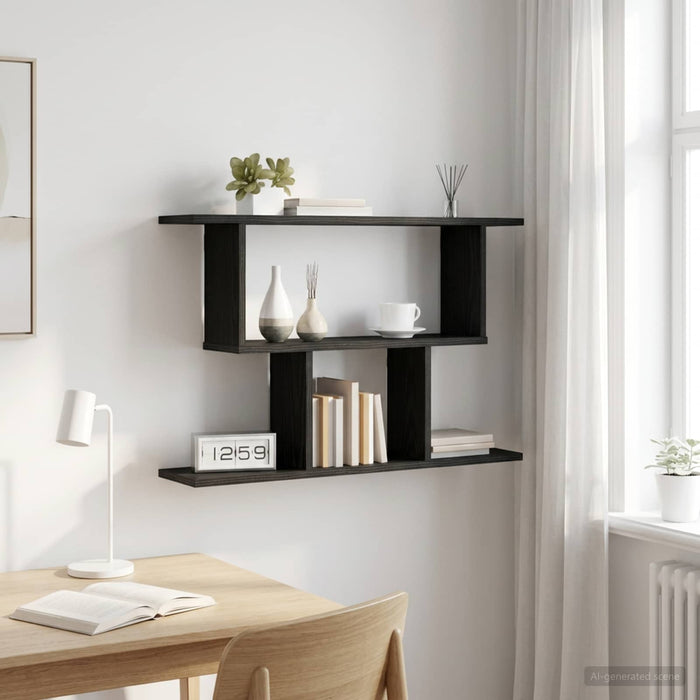 Raft de perete Stejar Negru 80 x 15 x 50,5 cm Lemn prelucrat - WALTI WALTI