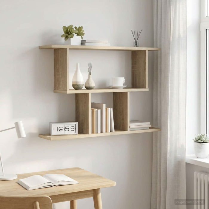 Raft de perete Stejar Sonoma 80 x 15 x 50,5 cm Lemn prelucrat - WALTI WALTI