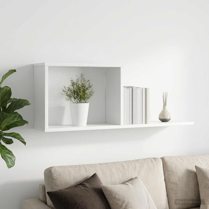 Rafturi suspendate Alb 80 x 15 x 30 cm Lemn prelucrat - WALTI WALTI