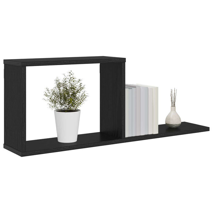 Rafturi suspendate 2 pcs Stejar Negru 80 x 15 x 30 cm - WALTI WALTI