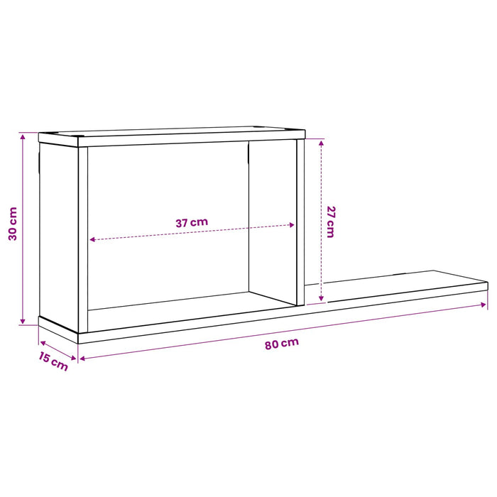 Rafturi suspendate 2 pcs Stejar Negru 80 x 15 x 30 cm - WALTI WALTI