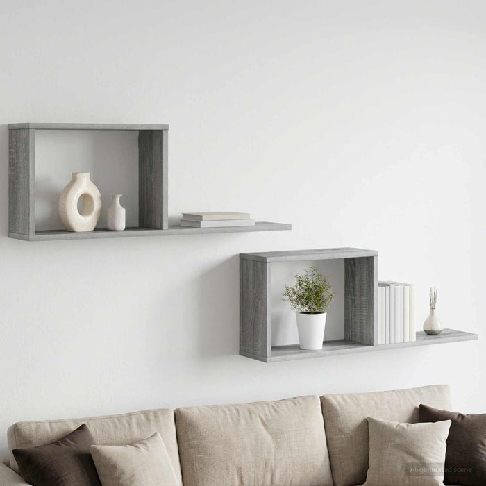 Rafturi suspendate 2 pcs Sonoma gri 80 x 15 x 30 cm - WALTI WALTI
