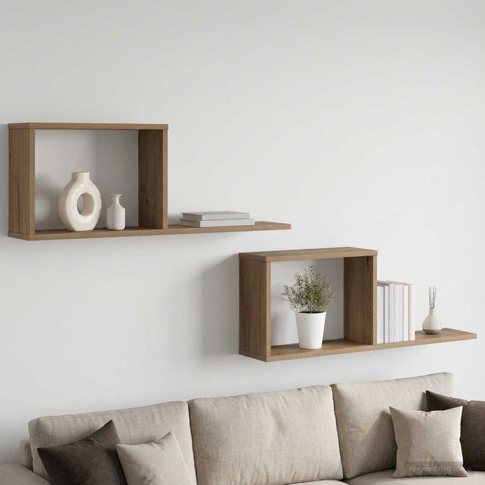 Rafturi suspendate 2 pcs Stejar Artizanal 80 x 15 x 30 cm - WALTI WALTI