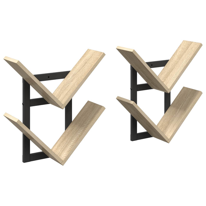 Raft Suspendat Pentru Perete 2 pcs Stejar Sonoma Lemn prelucrat - WALTI WALTI