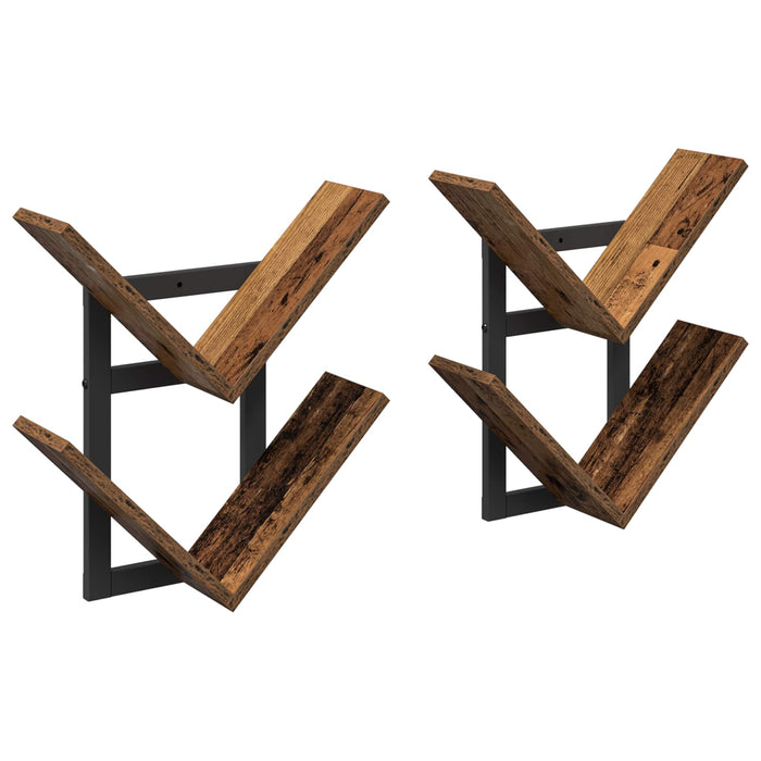 Raft Suspendat Pentru Perete 2 pcs Lemn vechi 43 x 15 x 47 cm - WALTI WALTI