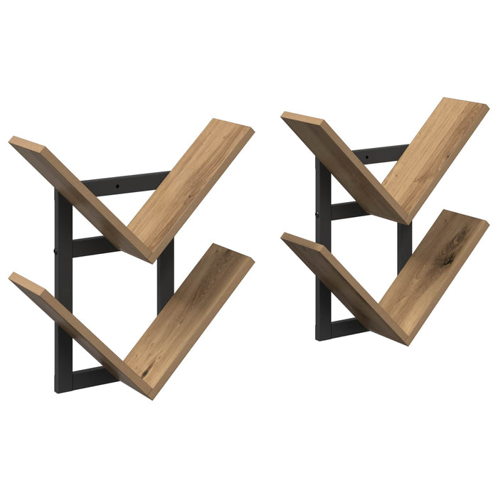 Raft Suspendat Pentru Perete 2 pcs Stejar Artizanal - WALTI WALTI