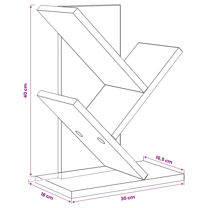 Raft de cărți în formă de copac cu 3 etaje 30 x 18 x 40 cm - WALTI WALTI