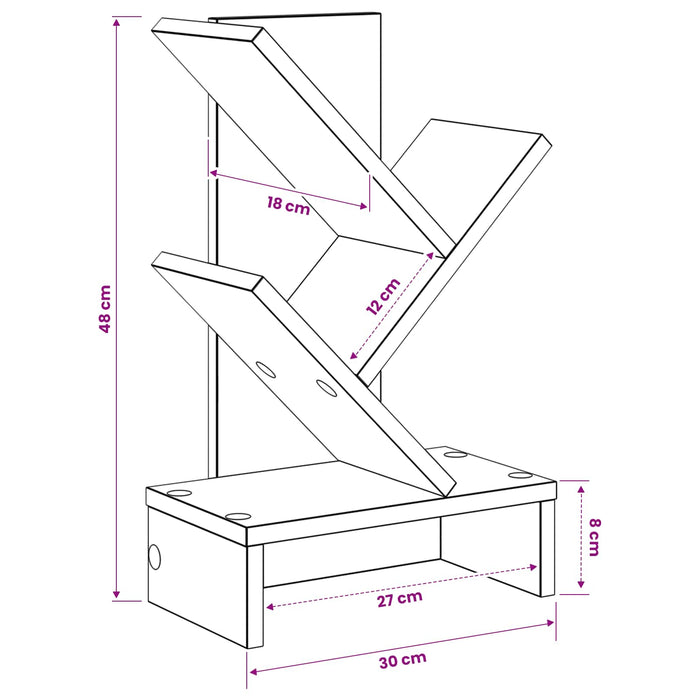 Raft de cărți în formă de copac cu 3 etaje 30 x 18 x 48 cm - WALTI WALTI
