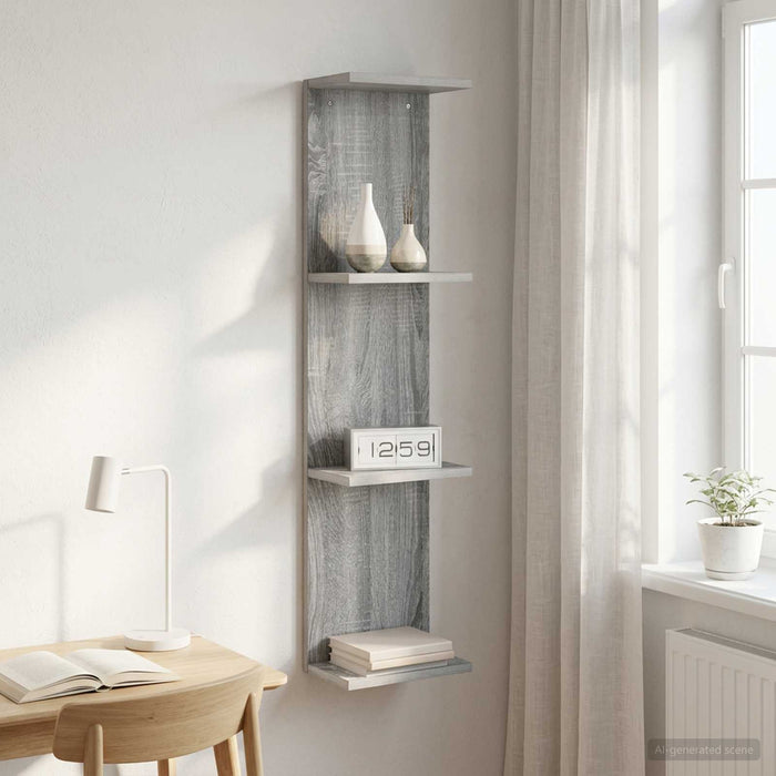 Raft de perete Sonoma gri 25 x 15 x 100 cm Lemn prelucrat - WALTI WALTI