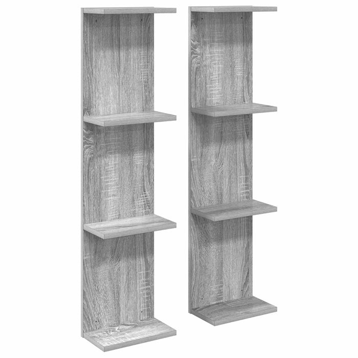 Raft de perete 2 pcs Sonoma gri 25 x 15 x 100 cm Lemn prelucrat - WALTI WALTI