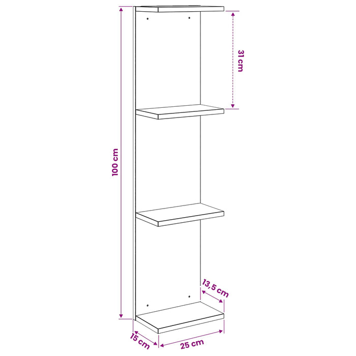 Raft de perete 2 pcs Lemn vechi 25 x 15 x 100 cm Lemn prelucrat - WALTI WALTI