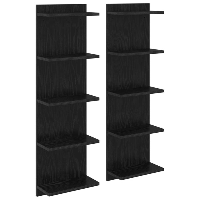 Raft de perete 2 pcs Stejar Negru 30 x 15 x 100 cm - WALTI WALTI