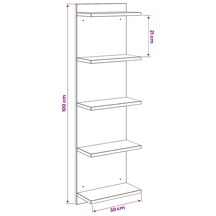 Raft de perete Gri Beton 30 x 15 x 100 cm Lemn prelucrat - WALTI WALTI