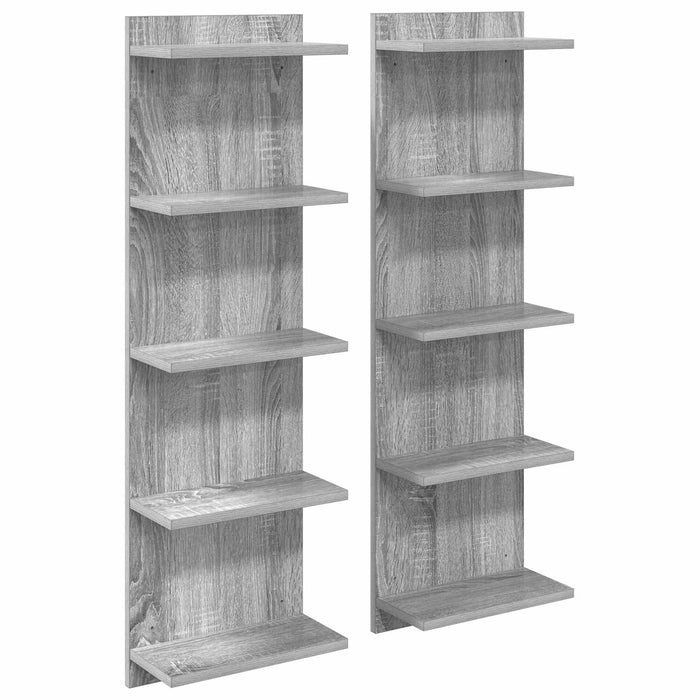 Raft de perete 2 pcs Sonoma gri 30 x 15 x 100 cm Lemn prelucrat - WALTI WALTI