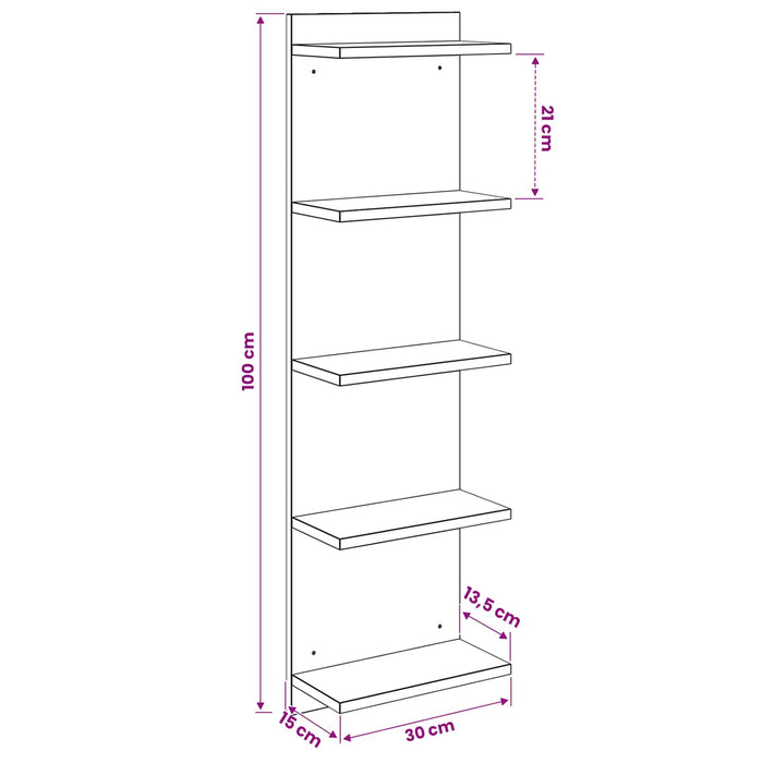 Raft de perete 2 buc. Lemn vechi 30 x 15 x 100 cm - WALTI WALTI