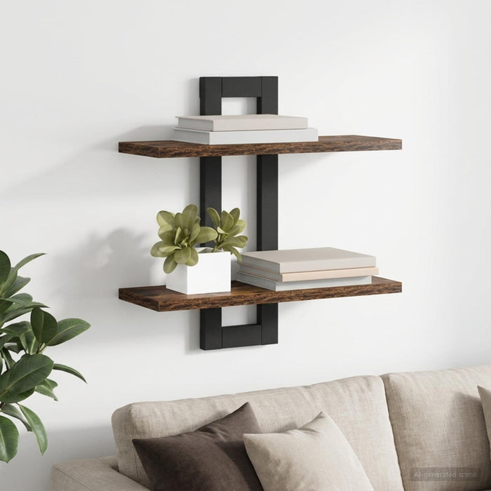 Rafturi suspendate Stejar fumuriu 40 x 15 x 40 cm - WALTI WALTI